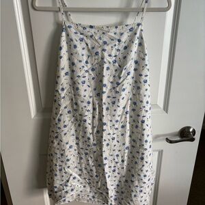 American Eagle Outfitters White and Blue Tie-back Dress